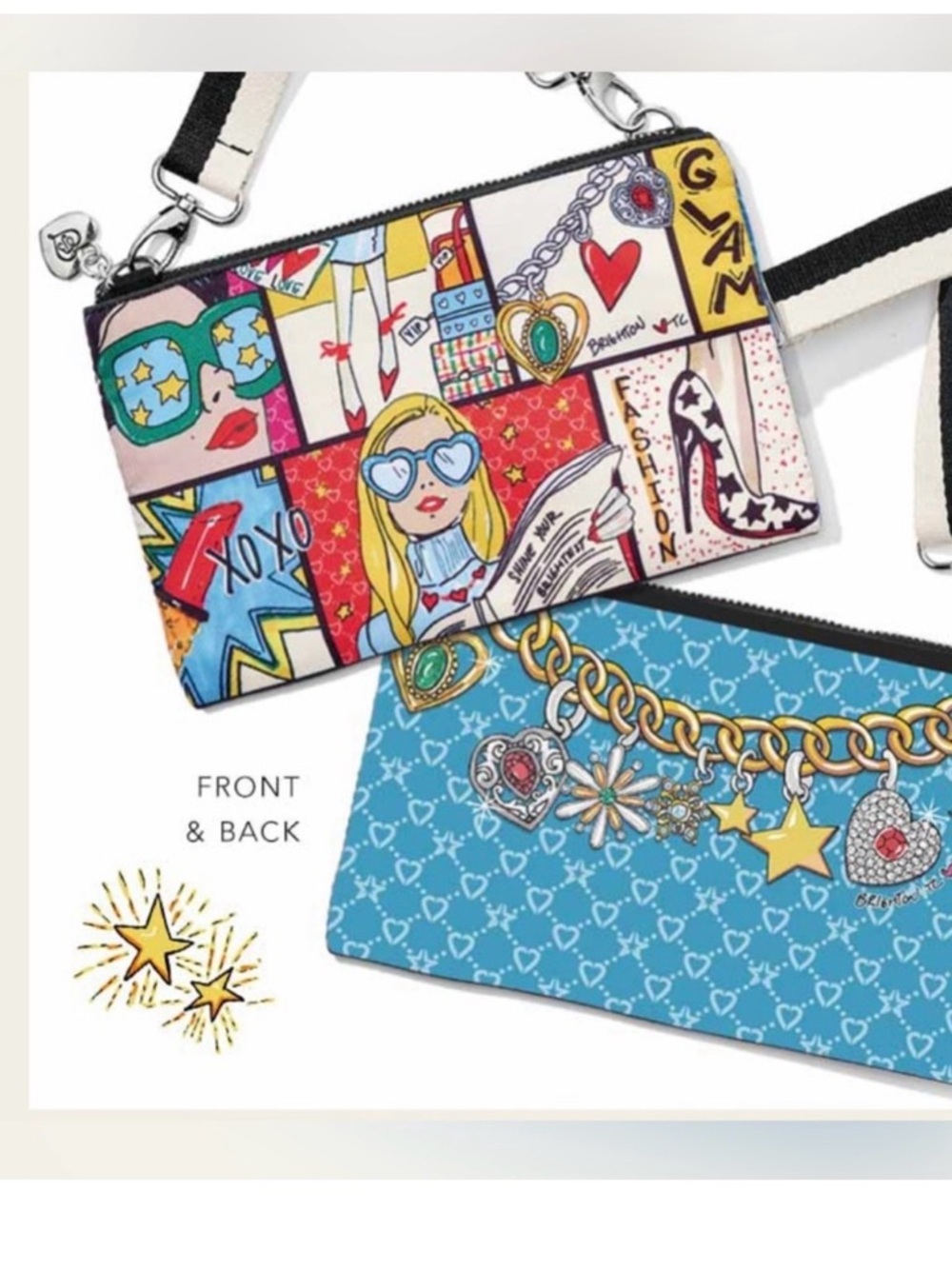 Brighton Tom Clancy Glam Girl Crossbody Pouch Pop Art Makeup Clutch Bag NWT